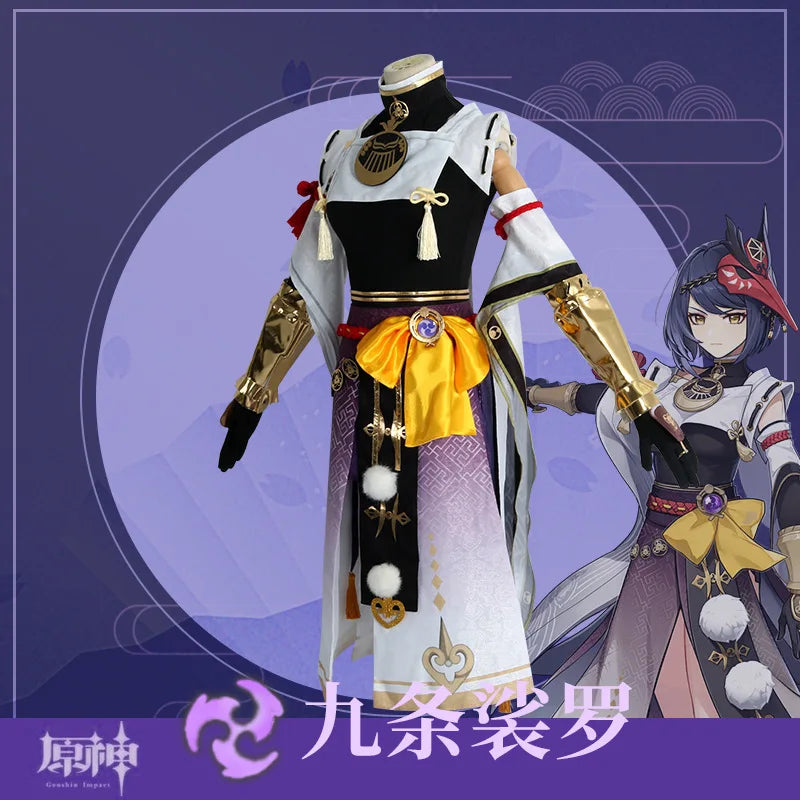 Genshin Impact Kujo Sara Cosplay Costume Anime Cosplay Wig Halloween Carnival Women's Costume Clothing Including Gloves Socks