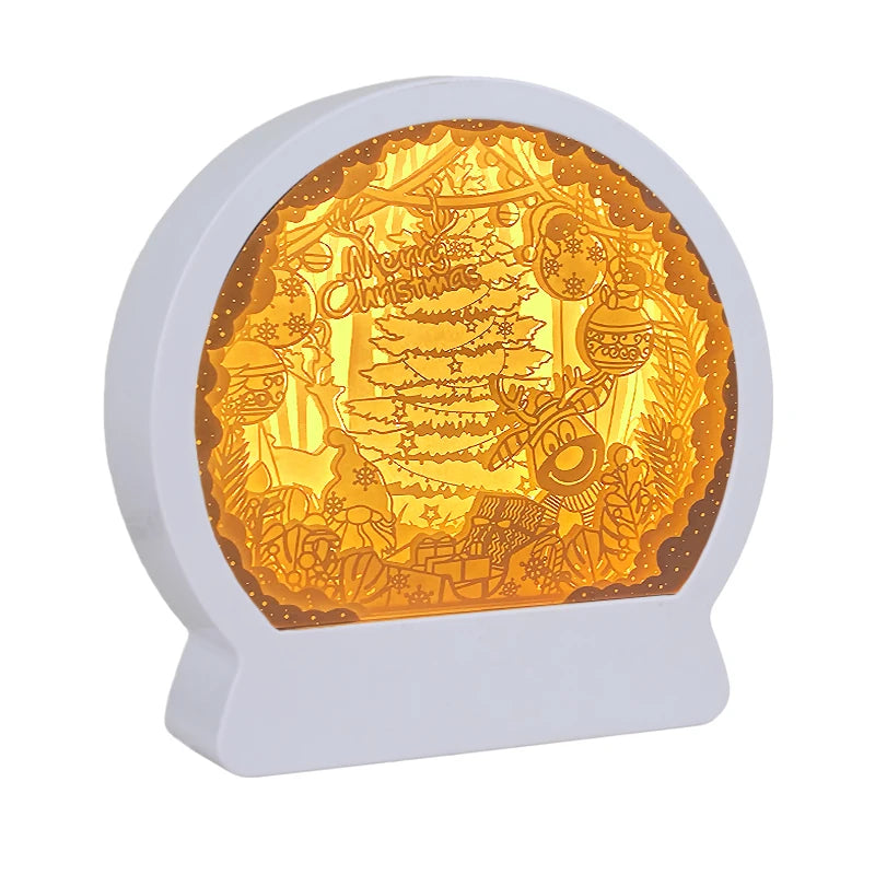 Cartoon Anime Light Box 3D Paper Carving Lamp Round Frame Anime Character LED Night Light Birthday Christmas Gift Item for Kids