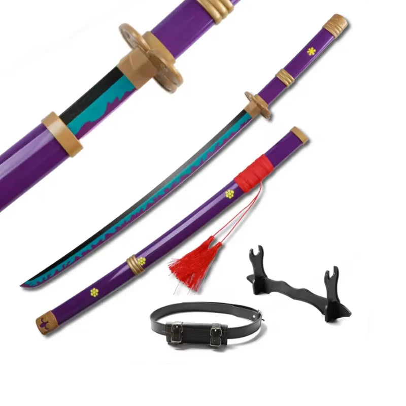 Anime Wooden Sword 80cm/31.5in Role Playing Weapon Prop  Zoro Sword Original Blade Pattern Free Waist Belt and Knife Holder