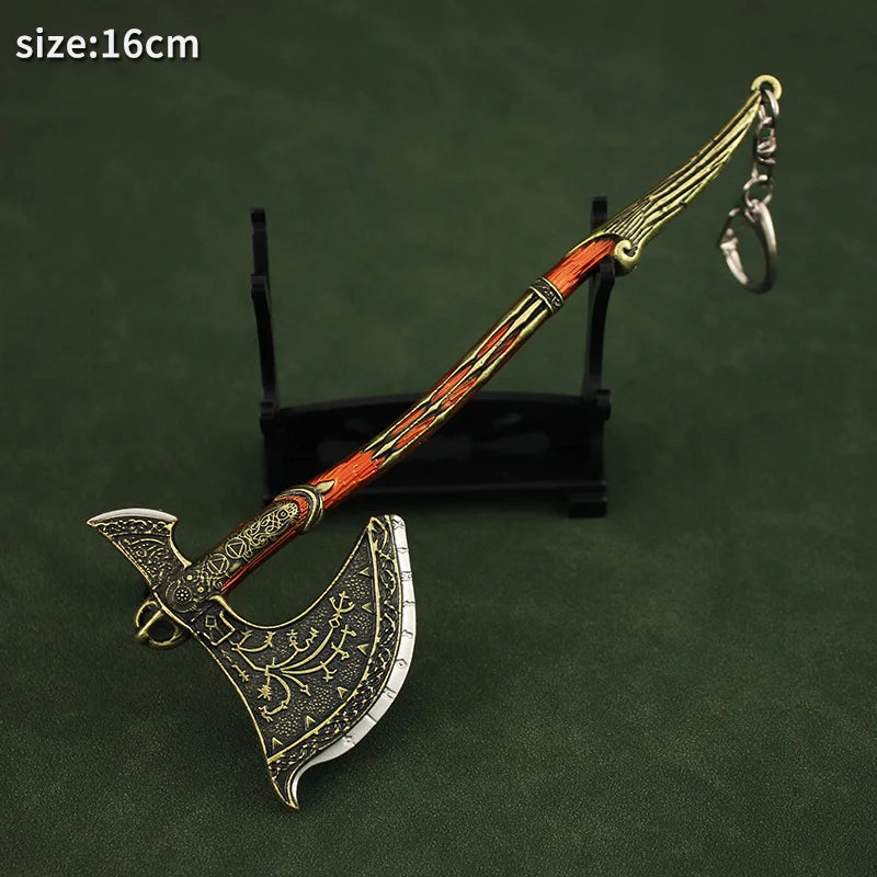 Blades Chaos Keychain Miniature God of War Kratos Leviathan Axe Fashionable Zinc Alloy Metal Swords