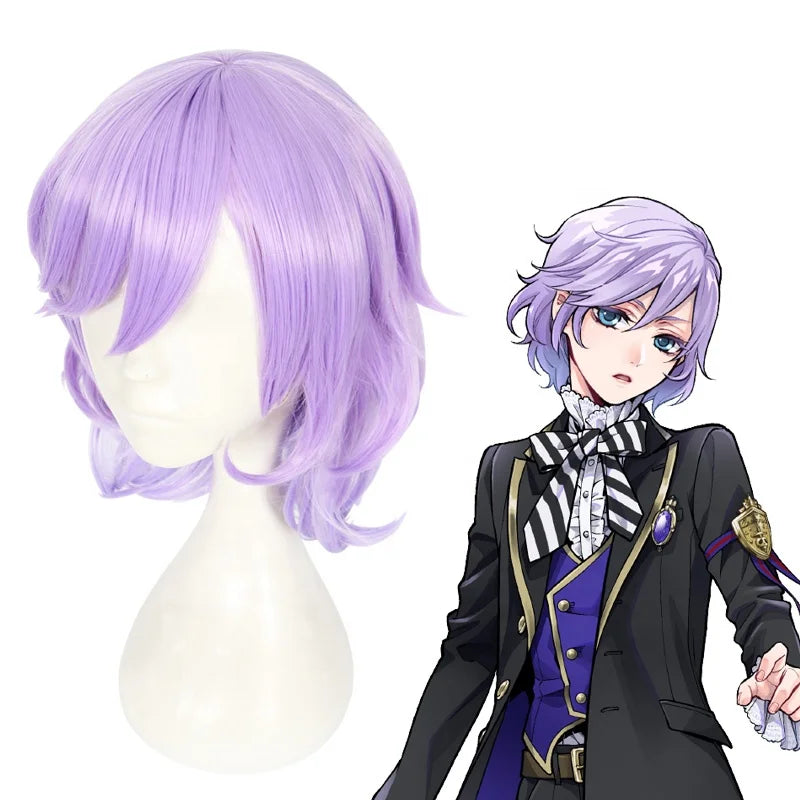 High Quality 40cm Medium Long Curly Light Purple Mixed Twisted Wonderland Felmier Peluca Synthetic Anime Cosplay Wigs