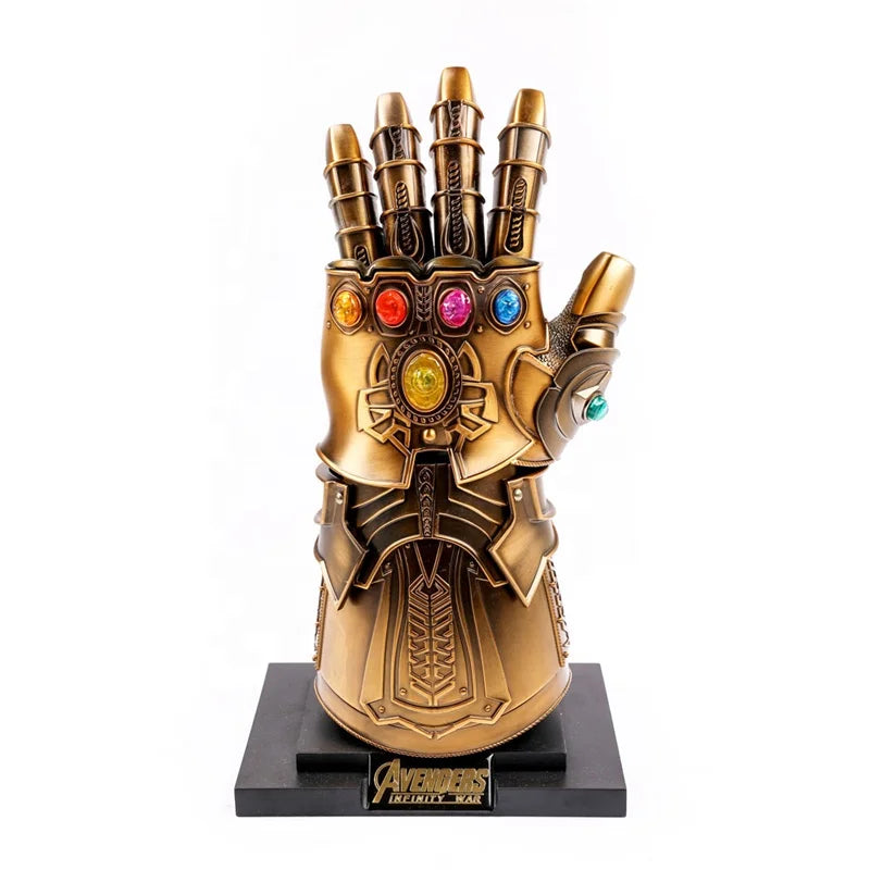 Marvel Cosplay Prop Endgame Full Metal Thanos Gloves Infinity Gauntlet with LED Light