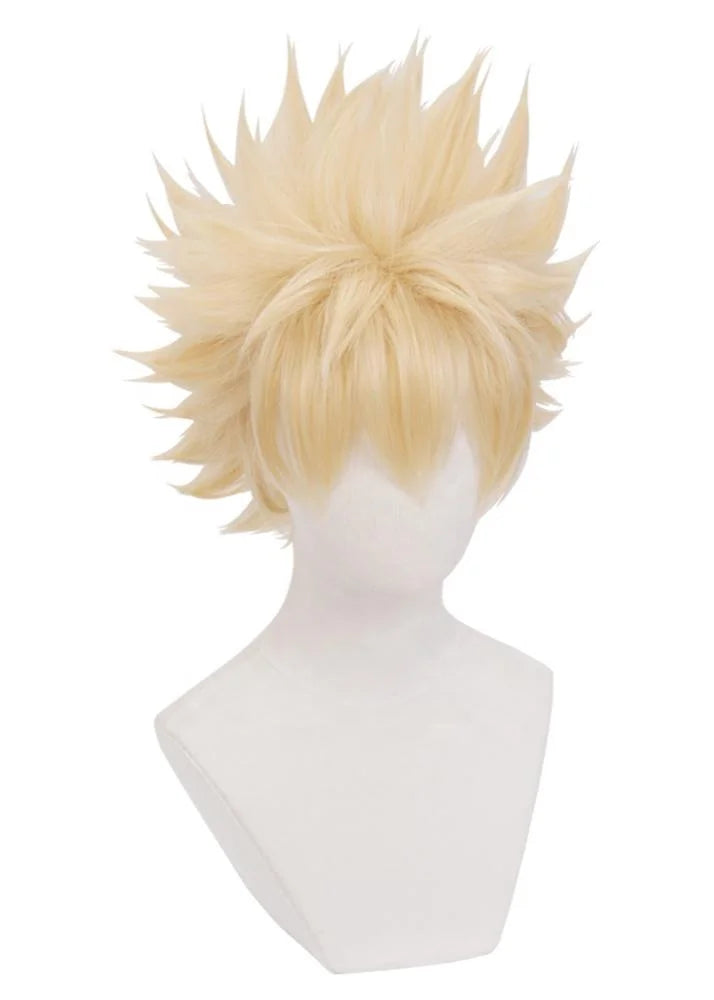 Wholesale 35cm Short Light BlondeHair My Hero Academia Bakugou Katsuki Wig Synthetic Anime Cosplay Wigs