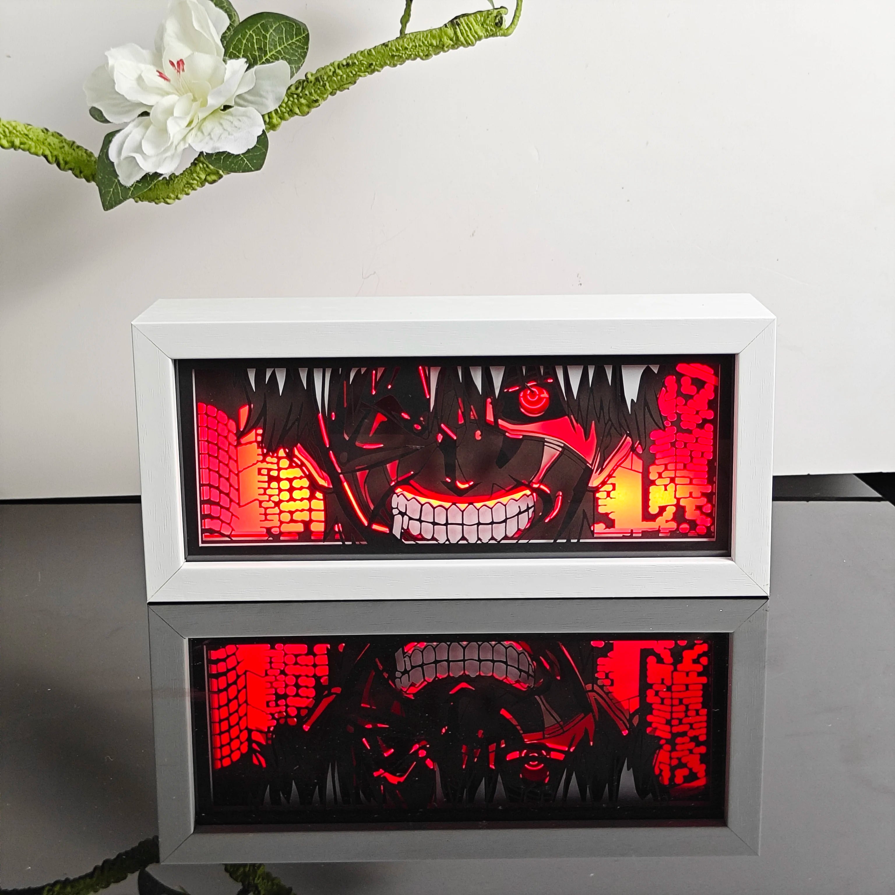 USA Warehouse Dropshipping  Anime Light Box Solo Leveling Paper Art Carved Wooden Table Lamp  Nightlight Bedroom Decoration Gift