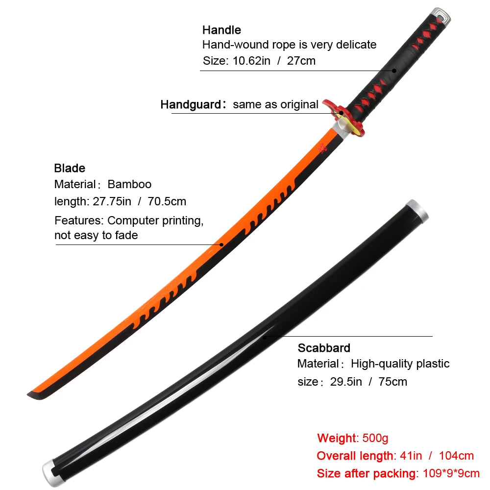 Promotion Katana Real Anime Sword Samurai Demon Slayer Fire God Tanjiro Cosplay Swords