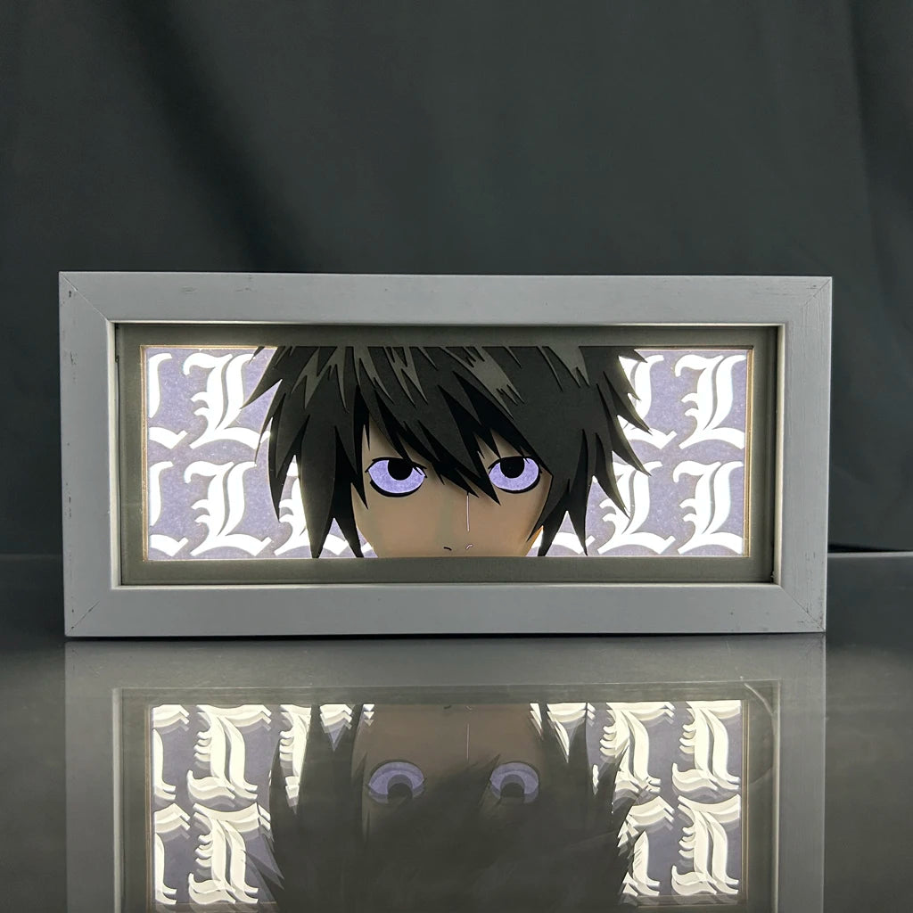 Paper Cut Anime Light Box Anime Death Note Light Yagami for Bedroom Decoration Manga Desk Table Lamp Lightbox Eyes Death Note L