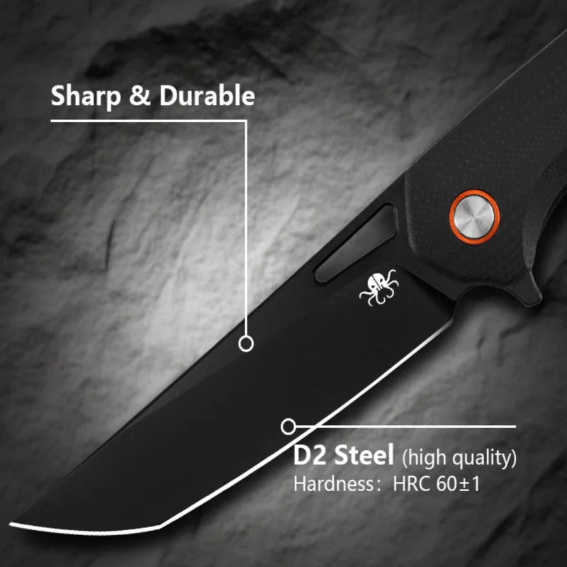 Klaken J145 D2 Steel G10 Handle Folding Knife Outdoor Camping Hunting Knife Ready to Ship in USA Warehouse