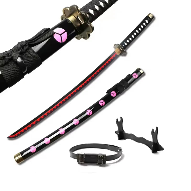 Anime Wooden Sword 80cm/31.5in Role Playing Weapon Prop  Zoro Sword Original Blade Pattern Free Waist Belt and Knife Holder