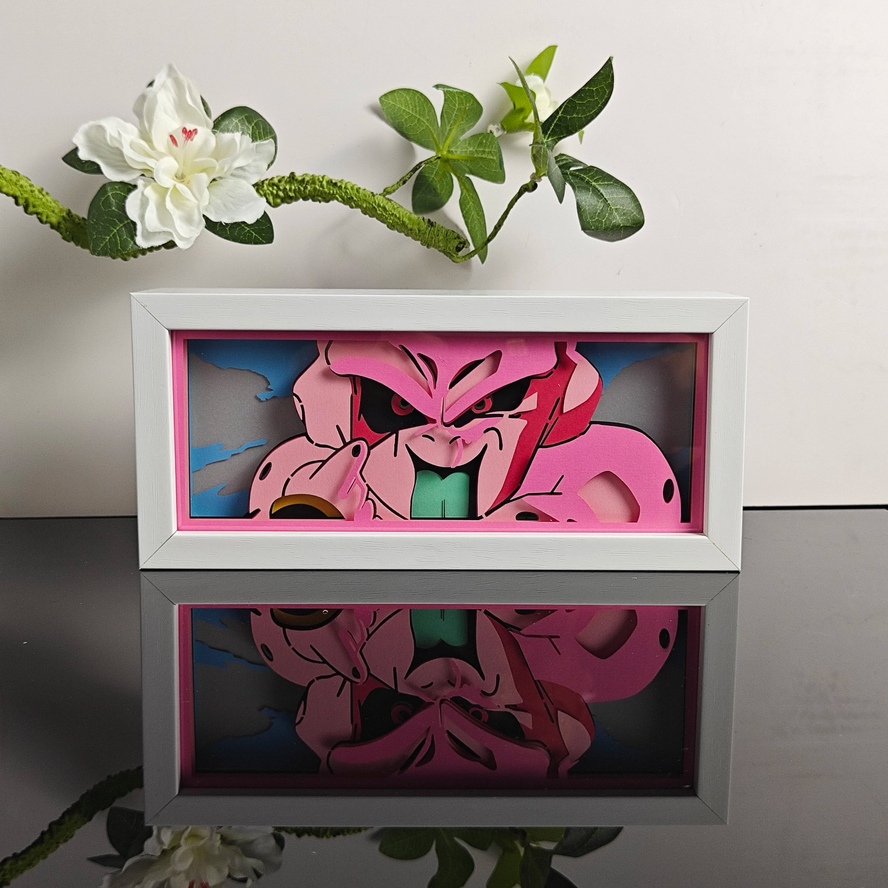 USA Warehouse Dropshipping Demon Slayer  Paper Carving Lamp 3D Anime Light Box Handicrafts Table Decoration Christmas Gift