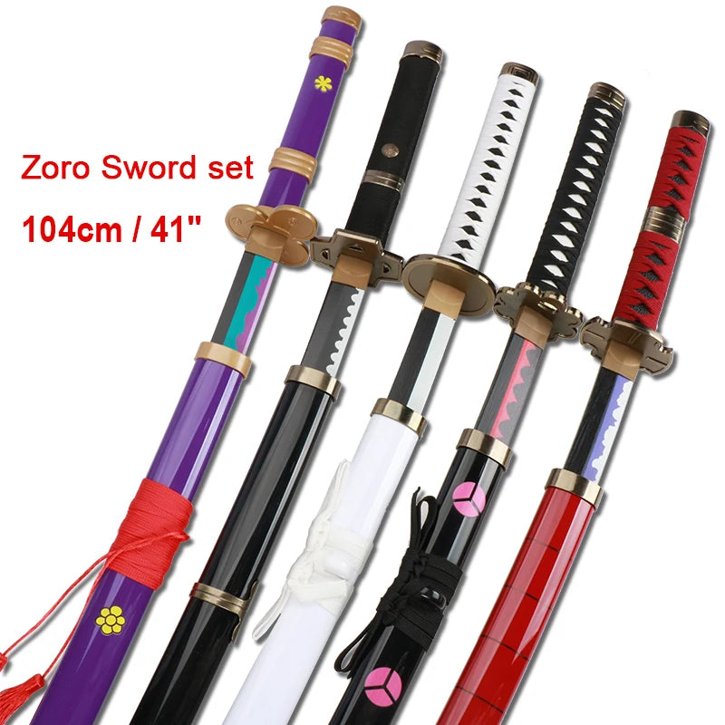 Roronoa Zoro Swords 104cm Handmade Katana Japanese Anime Cosplay Sword Shusui Enma Kitetsu Free Sword Holder and Belt