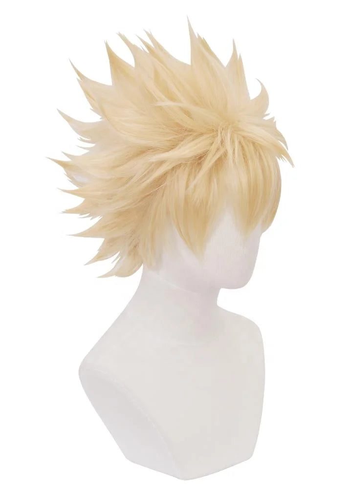 Wholesale 35cm Short Light BlondeHair My Hero Academia Bakugou Katsuki Wig Synthetic Anime Cosplay Wigs