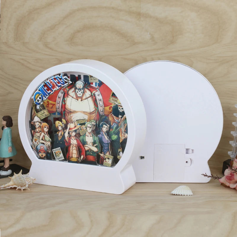Cartoon Anime Light Box 3D Paper Carving Lamp Round Frame Anime Character LED Night Light Birthday Christmas Gift Item for Kids