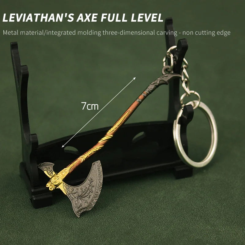 Blades Chaos Keychain Miniature God of War Kratos Leviathan Axe Fashionable Zinc Alloy Metal Swords