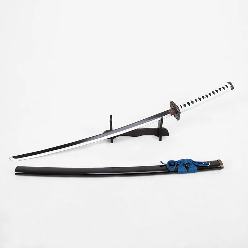 14+ Japanese Samurai Katana, Unsharpened Replica Sword, White Tsuka, Black Scabbard, for Adult Collectors & Cosplay