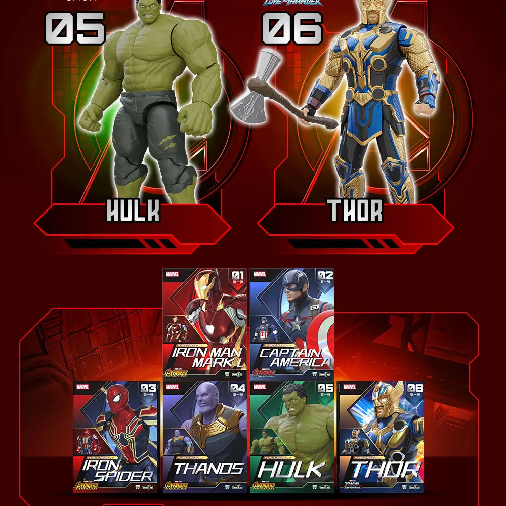Fondjoy Iron Man MK50 Action Figures Hulk Spider-Man Thanos 1/12 Assembled Toy Model Collect Ornaments Boy Toy Birthday Gifts
