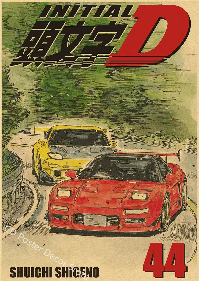 Initial D Kraft Paper Poster
