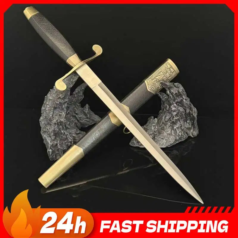 35cm European Western Sword with Sheath Metal Model Safety Medieval Film Props Sword Collectible Retro Katana Collection Toys