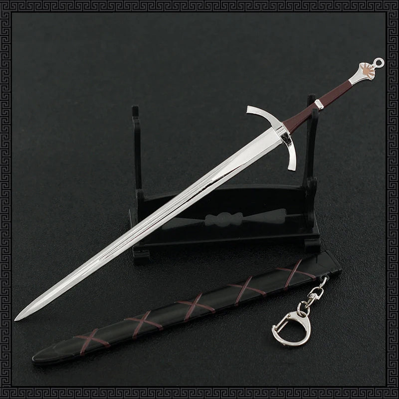 22cm GOT Game Sword with Sheath Keychain American TV Series 1:6 Medieval All Metal Sword Model Home Ornament Collection