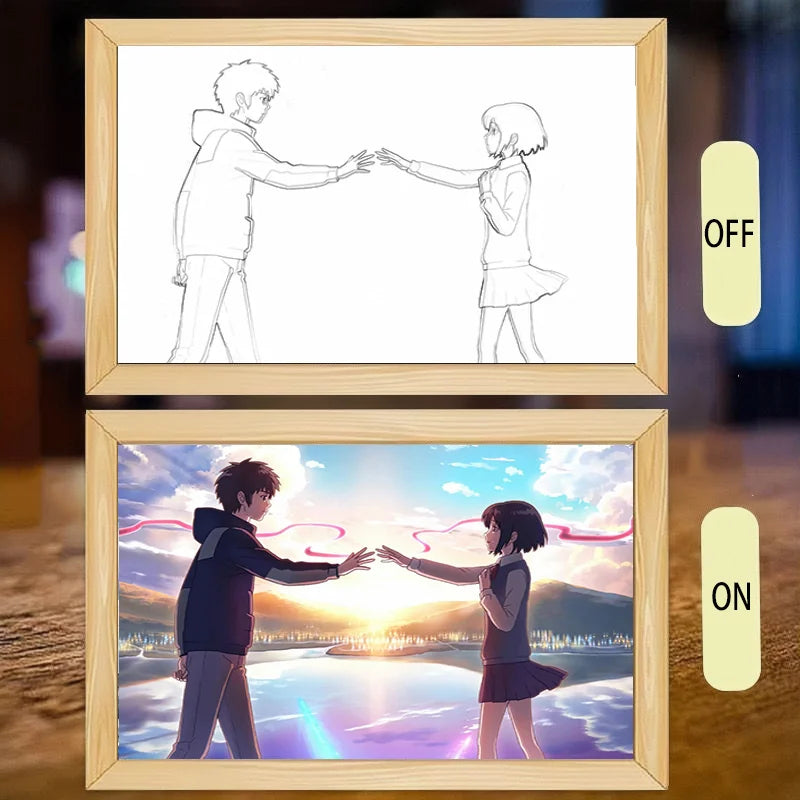 Your name Light Painting Anime Night Light Photo Frame Cartoon Led Lights Bedroom Home Decor Ramadan 2025 Friend Gift Moon Lamp