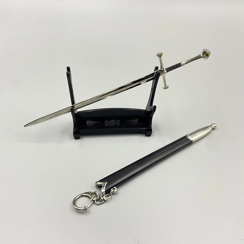 22cm Silver Sword The Anduril Narsil Sword  Movies Peripheral Medieval Metal  Model Samurai Keychains Ornament Crafts Toys