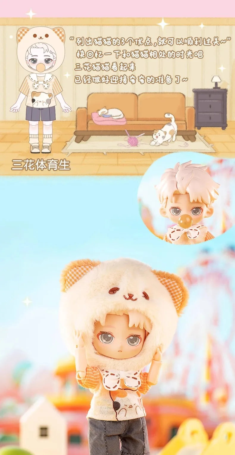 In stock PEETSOON Garden Party Series Ob11 1/12 Bjd 16cm  Cute Action Figure Toys Kawaii Anime Figures  Dolls Toy Gift