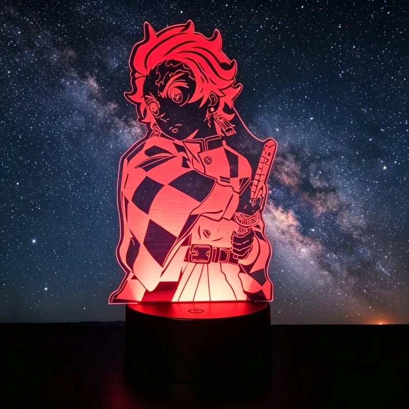 Anime Demon Slayer 3D Illusion Lamp Tanjiro Nezuko Kamado LED Night Light for Demon Slayer Fans Bedroom Decoration Birthday Gift