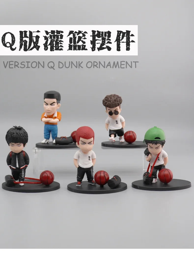 5PCS/Set Anime SLAM DUNK Sakuragi Hanamichi PVC Action Figures Rukawa Kaede Collection Model Car Interior Cute Toys