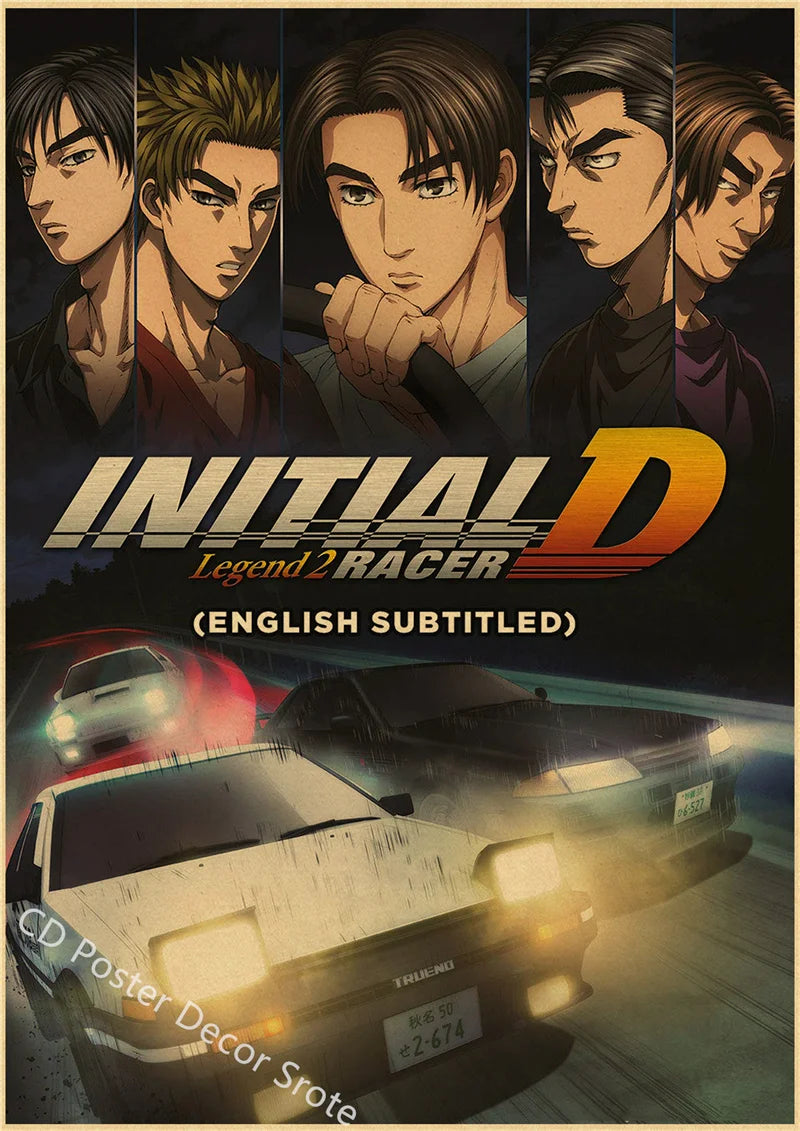 Initial D Kraft Paper Poster