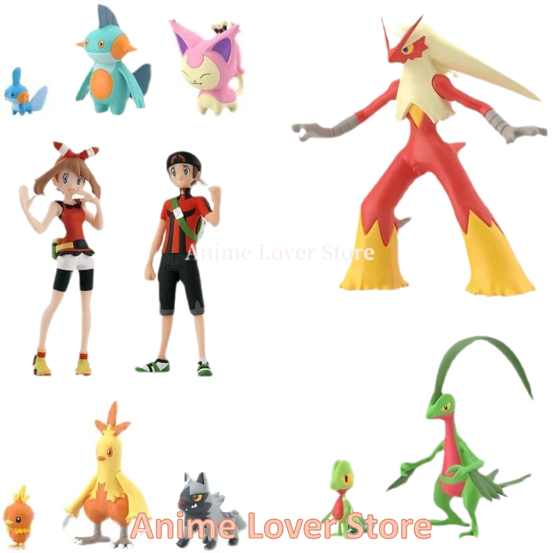 Bandai Original Scale World POKEMON Hoenn Region May Brendan Treecko Torchic Mudkip Blaziken Anime Figures Toys