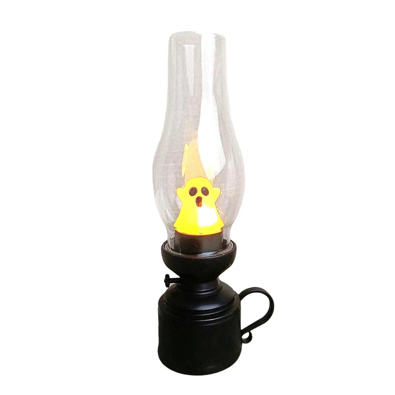 Calcifer Flameless Night Light Halloween Retro Decorative Candle Light Cartoon Anime Kerosene Lamp Bedroom Bedside Table Lamp