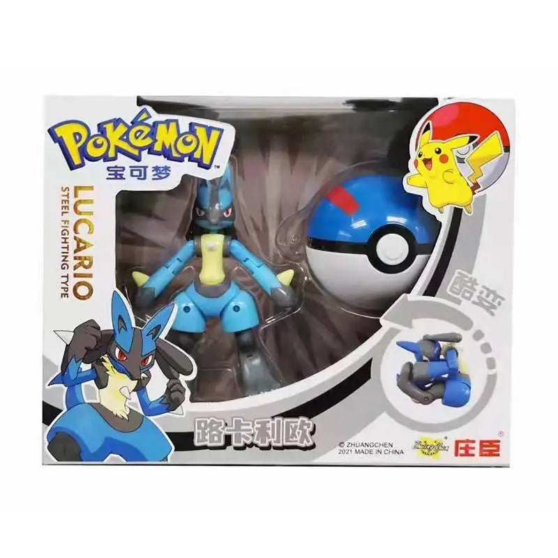 Anime Pokemon Figures Transformer Poke Ball Model Pikachu Charizard Blastoise Mewtwo Venusaur Gyarados Greninja Robot Toy Gift