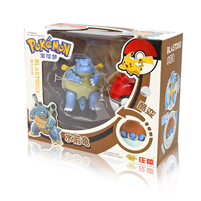 Anime Pokemon Figures Transformer Poke Ball Model Pikachu Charizard Blastoise Mewtwo Venusaur Gyarados Greninja Robot Toy Gift