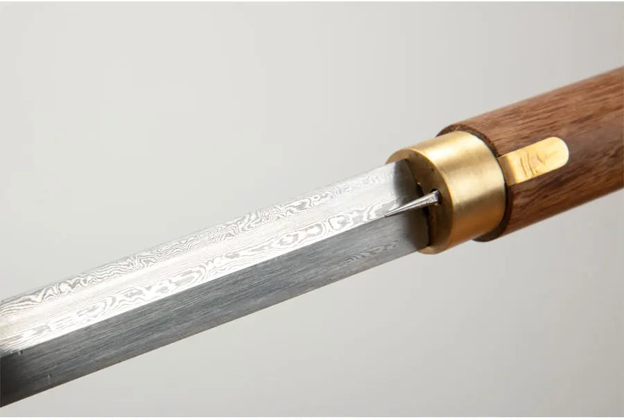 Chinese Staff Sword Folded Steel Damascus Blade Sharp Real Rosewood Scabbard Walking Stick Samurai Swords Ready Battle Katanas