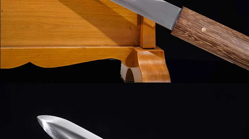 Shirasaya,Full Tang Real Steel Sword, Real Steel Blade, Wood Sheath, Double Edges, Metal Decoration,Home Ornament