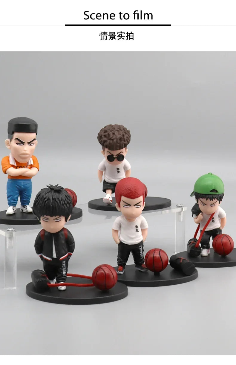 5PCS/Set Anime SLAM DUNK Sakuragi Hanamichi PVC Action Figures Rukawa Kaede Collection Model Car Interior Cute Toys