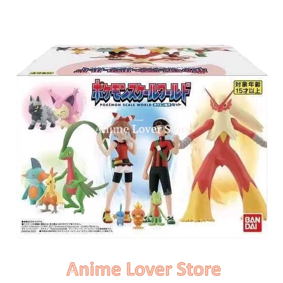 Bandai Original Scale World POKEMON Hoenn Region May Brendan Treecko Torchic Mudkip Blaziken Anime Figures Toys