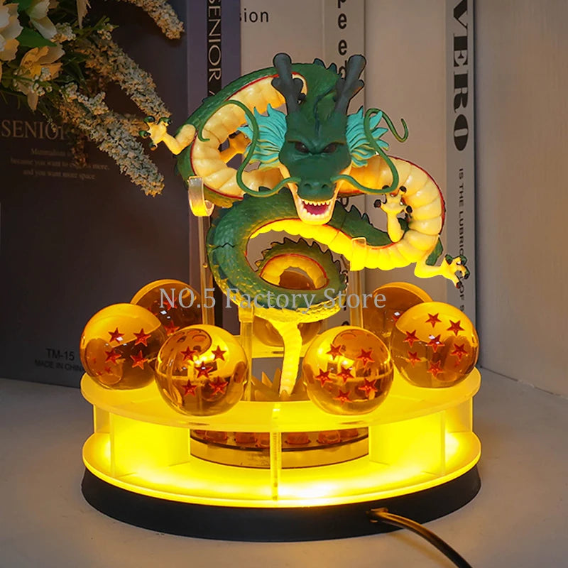 New DBZ Anime Shenlong Led Action Figures Set Night Lights Shenrou Crystal Balls Shelf Figurine Model Xmas Gift Toys