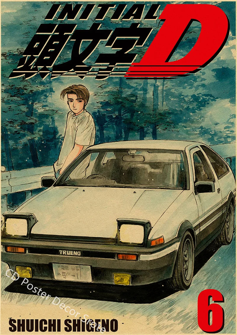 Initial D Kraft Paper Poster