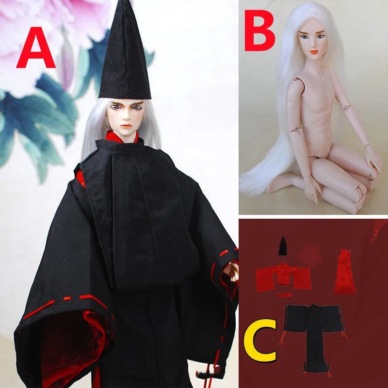 30cm Doll Chinese Ancient Costume Accessories 1/6 Male BJD Doll Figures Flexible Body Boy Doll Long Hair Boyfriend Toys Gift
