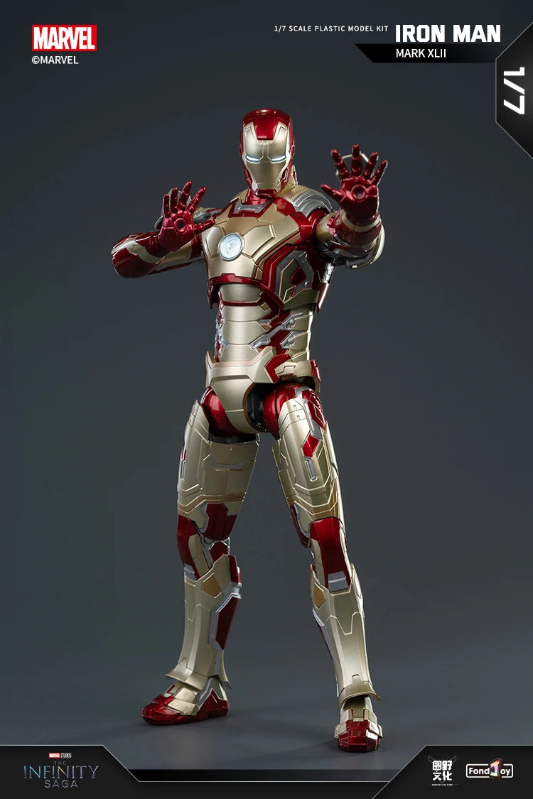 Fondjoy Marvel Iron Man MK42 Assembled Model 10in 1/7 scale Action Figures Reactors can emit light Collect Ornament Boy Toy Gift