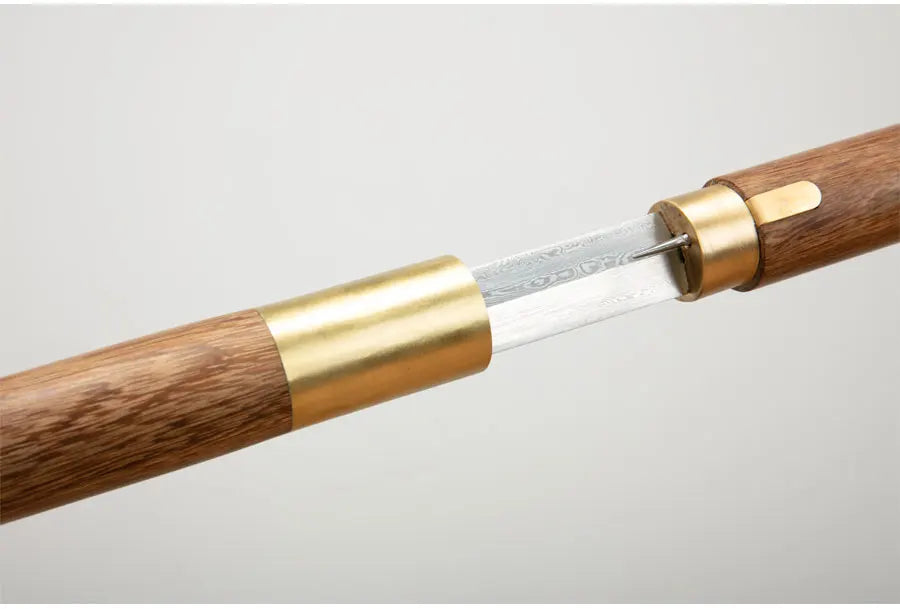 Chinese Staff Sword Folded Steel Damascus Blade Sharp Real Rosewood Scabbard Walking Stick Samurai Swords Ready Battle Katanas