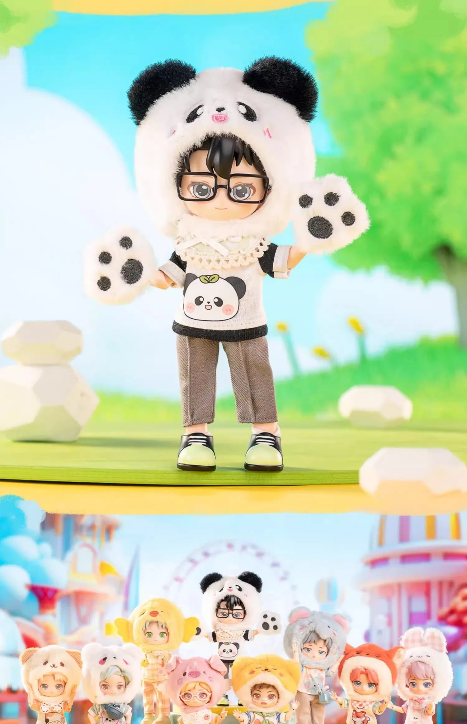 In stock PEETSOON Garden Party Series Ob11 1/12 Bjd 16cm  Cute Action Figure Toys Kawaii Anime Figures  Dolls Toy Gift