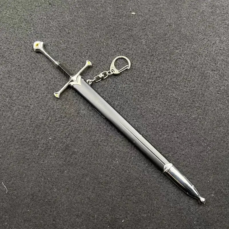 22cm Silver Sword The Anduril Narsil Sword  Movies Peripheral Medieval Metal  Model Samurai Keychains Ornament Crafts Toys