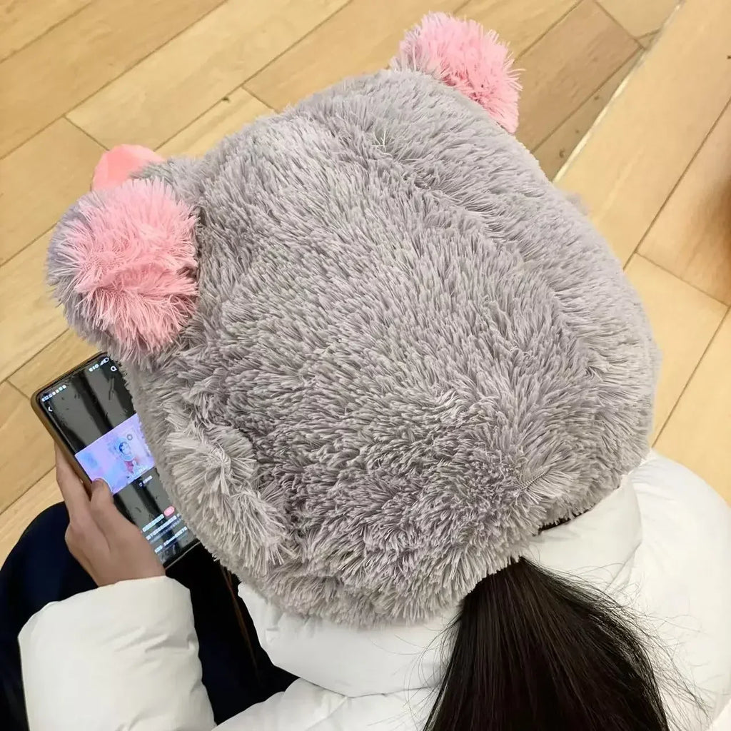 Cosplay Prop Wild Boar Head Plush Hat Pig Head Warm Headgear Cartoon Stuffed Anime Plushies Cosplay Props Gifts Boy Fans