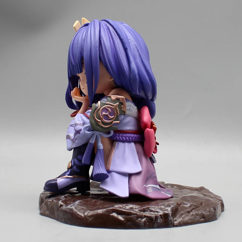 Anime Genshin Impact Raiden Figura Q Version Figure 14cm Raiden Shogun Figures Action Kawaii PVC Collection Decor Figurine Toys