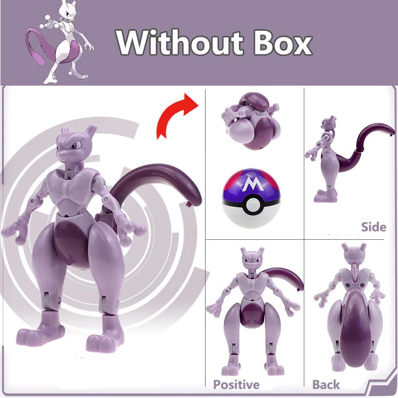 Anime Pokemon Figures Transformer Poke Ball Model Pikachu Charizard Blastoise Mewtwo Venusaur Gyarados Greninja Robot Toy Gift