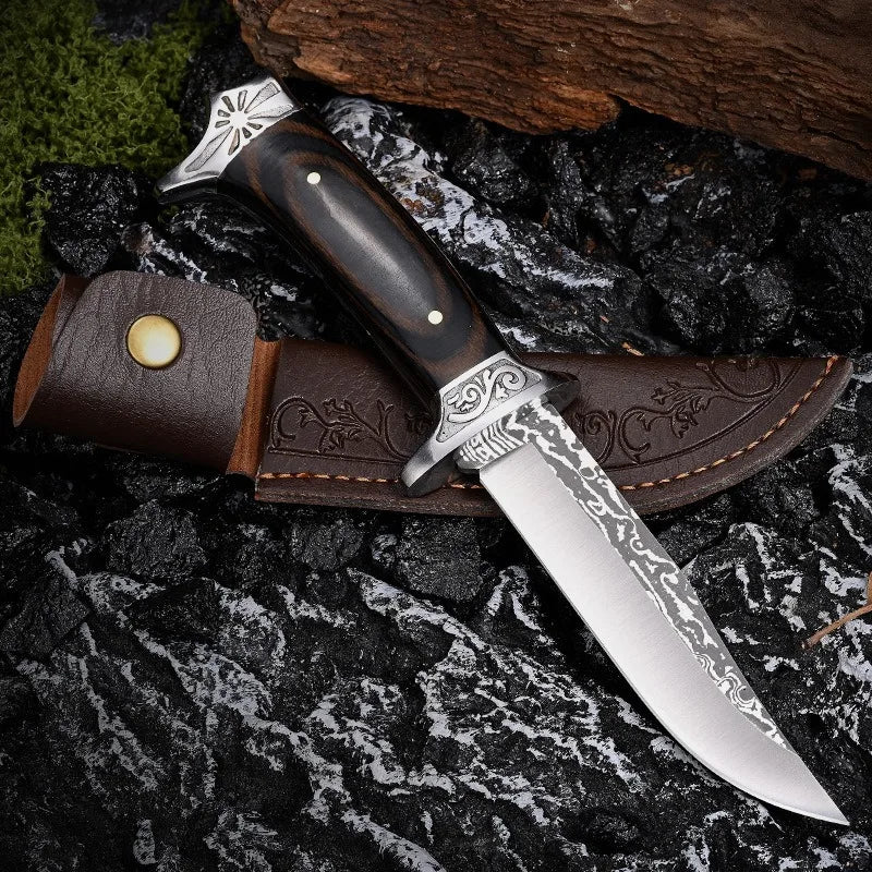 Outdoor Camping Survival Knives 7cr13mov Blade Wood Handles Self-defense Wilderness Tactics Straight Knives Military Knives