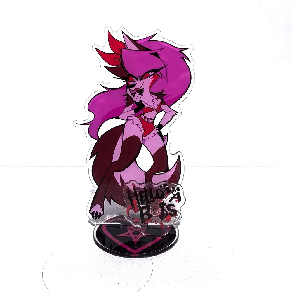 New 15CM Hazbin Hotel Charlie Morningstar Stand Acrylic Figures Vaggie Desktop Standing Sign Model Decoration Collection Gifts