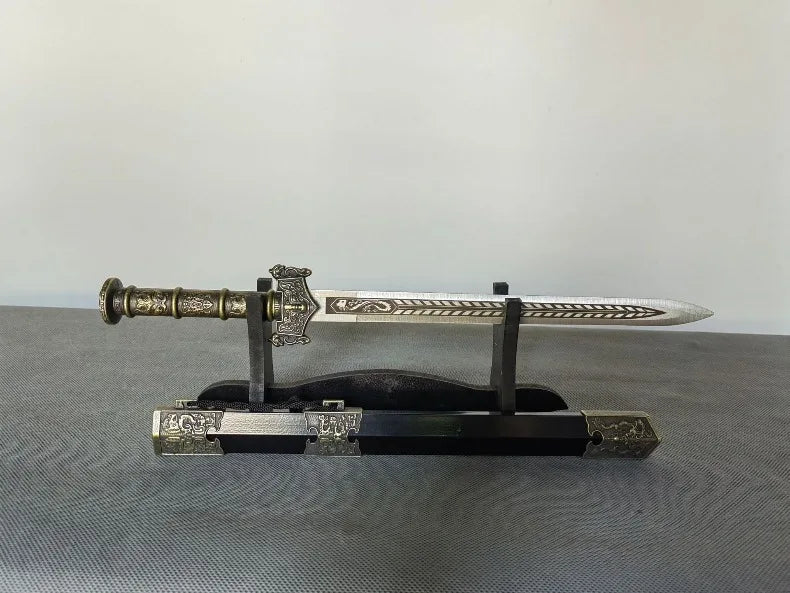 44cm Ancient Sword Model with Antique Bronze Finish, Detailed Metal Craftsmanship for Wall Display, Unsharpened Gift for Men