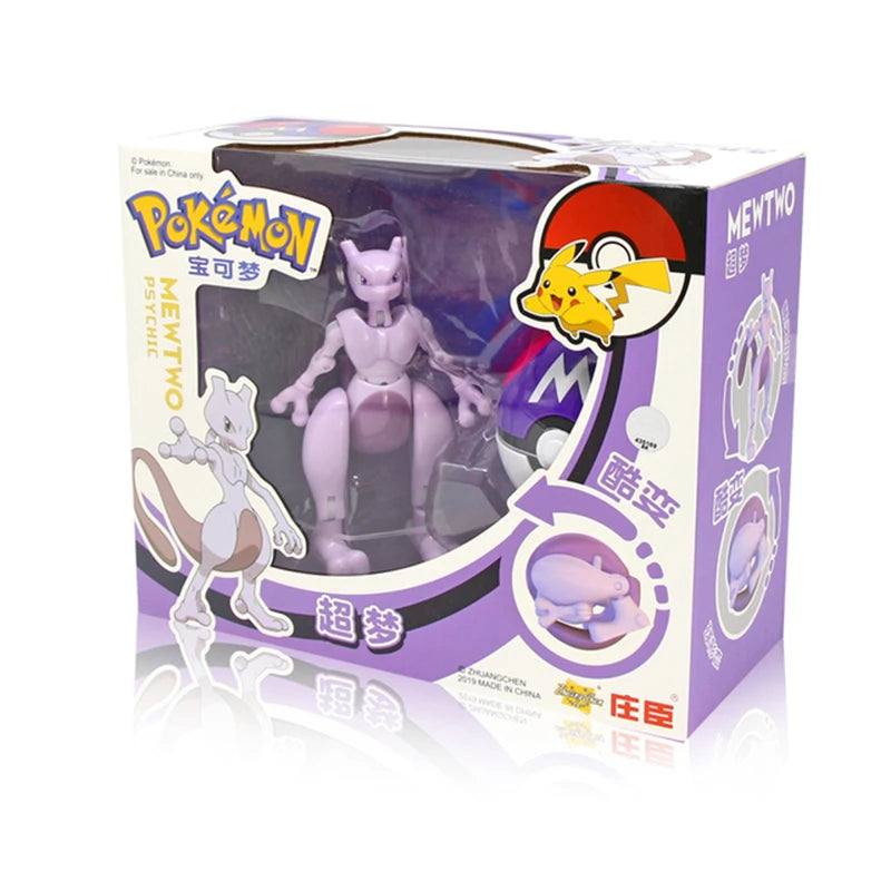 Anime Pokemon Figures Transformer Poke Ball Model Pikachu Charizard Blastoise Mewtwo Venusaur Gyarados Greninja Robot Toy Gift